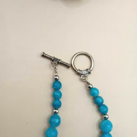 Natural Dandelion Yellow/Green Aventurine w Blue Crackle Quartz Beads Necklace - Picture 7 of 12